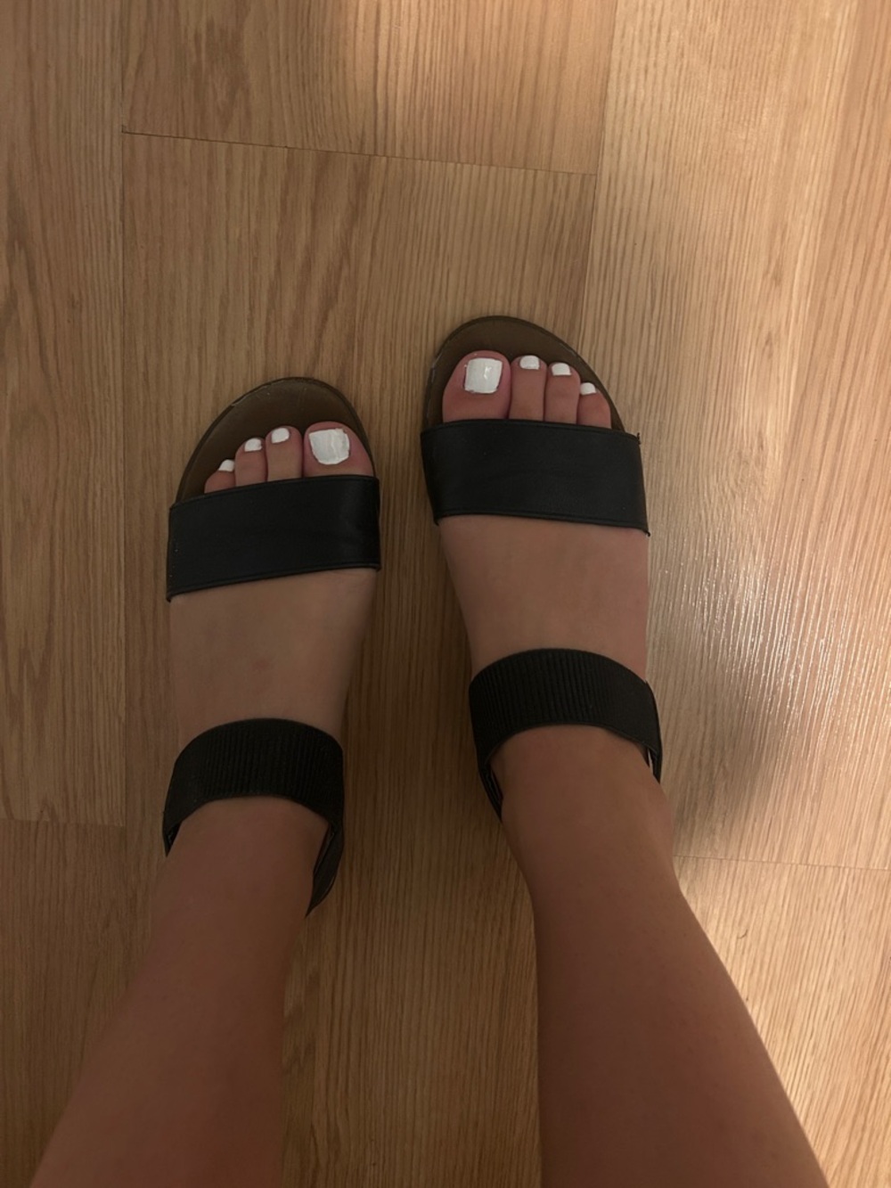 Women's Black Wide-Strap Open-Toe Sandals